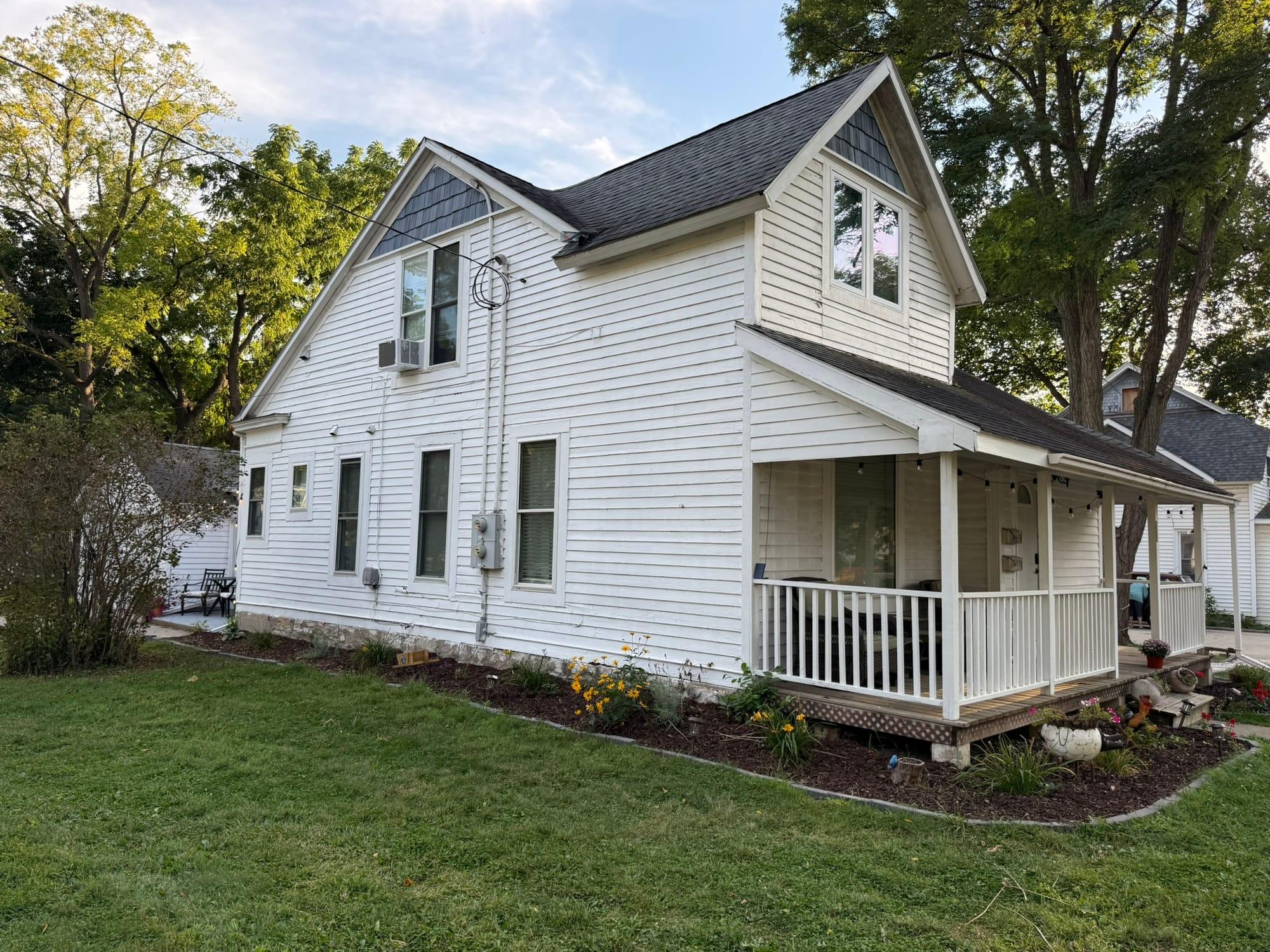 A Rose’s Village home on Center Street at dusk